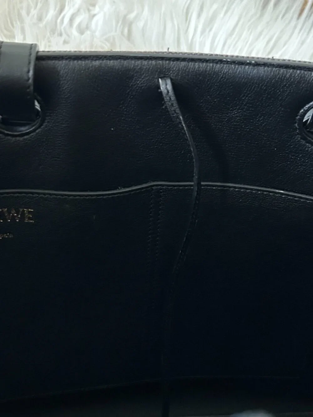 Loewe Anagram Tote in Leather & Canvas Black & Gray-Laptop, Travel, Work